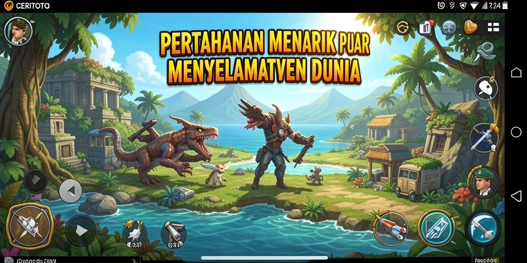 Tangkapan layar gameplay CERITOTO menampilkan strategi pertahanan yang mendebarkan.