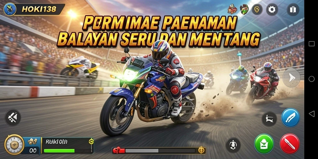 Tampilan gameplay mendebarkan dari HOKI138 dalam balapan cepat.