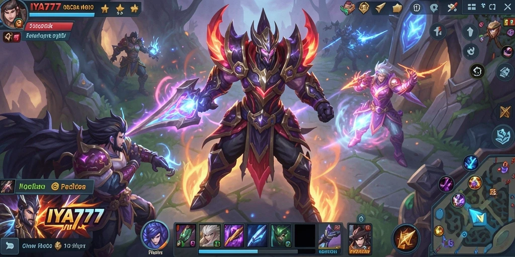 Tampilan gameplay MOBA yang intens dan seru dari IYA777.