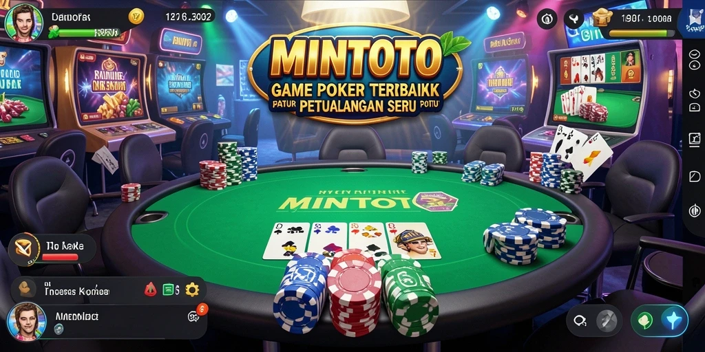 Tampilan menarik dari gameplay Poker MINTOTO yang intens dan mendebarkan.