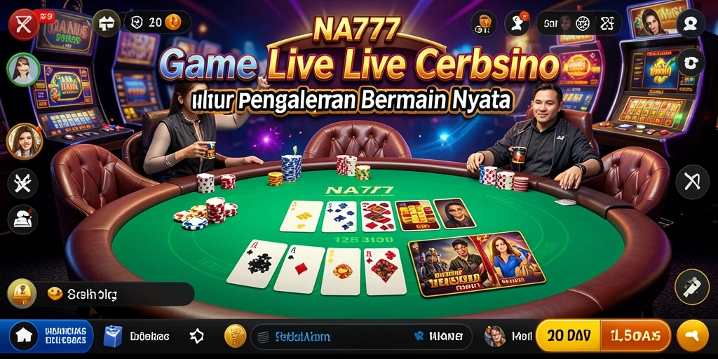 Tampilan gameplay NA777 dengan dealer langsung dan suasana kasino yang menakjubkan.