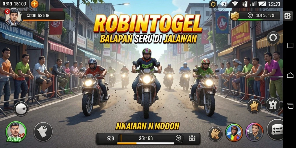 Tampilan intens dari gameplay balapan seru di ROBINTOGEL.