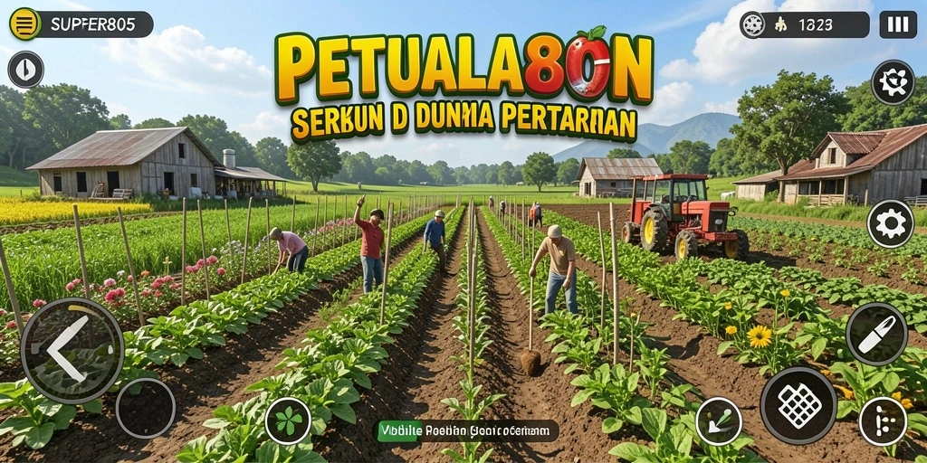 Screenshot dengan pemandangan kebun indah dalam SUPER805.