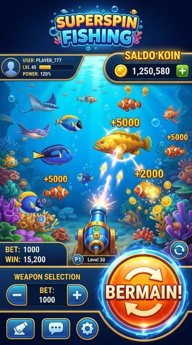 Tampilan aplikasi superspin yang memudahkan navigasi pengguna.